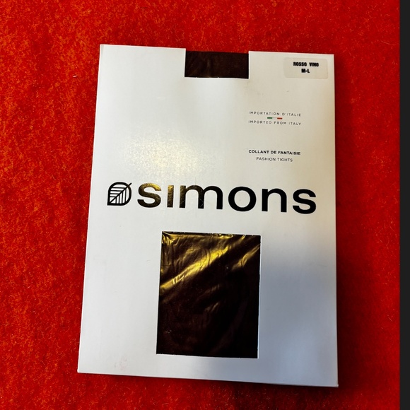 Ruby red elegant vine back-seam fashion tights made in Italy NWT - Picture 3 of 7